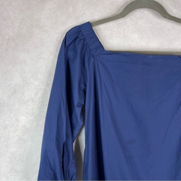 Ottod'ame Blue Cotton Tie Sleeve Blue Off The Shoulder Dress Women's Size US 2 - Picture 3 of 11